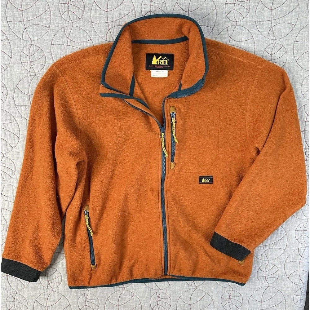 REI Trailsmith Fleece Jacket Orange Full Zip Polartec / Womens Large